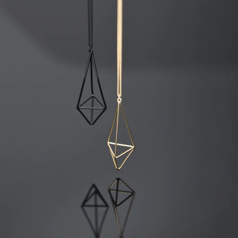 Necklace - Matte - Elongated 3D Diamond Necklace - Long - Pursuits