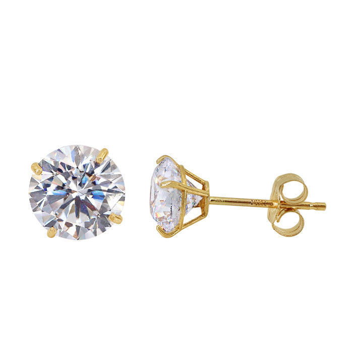 14KG CZ - Earrings - Studs - 5mm CZ - #403