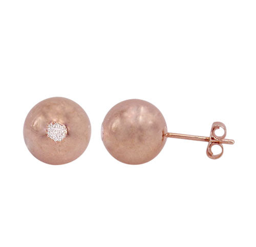 Earrings - .925 SS - Rose Gold - Ball Sandblast finish Studs #1044 & #419