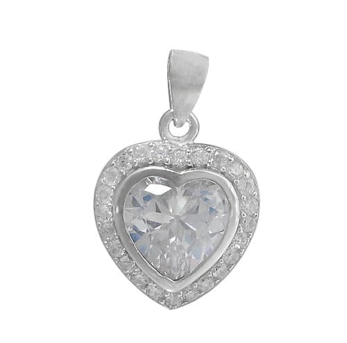 Pendant - .925 SS - CZ heart - #1046